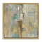 Stupell Industries Gold Abstract with Blue Floater Framed Canvas Wall Art Design by Justin Turner